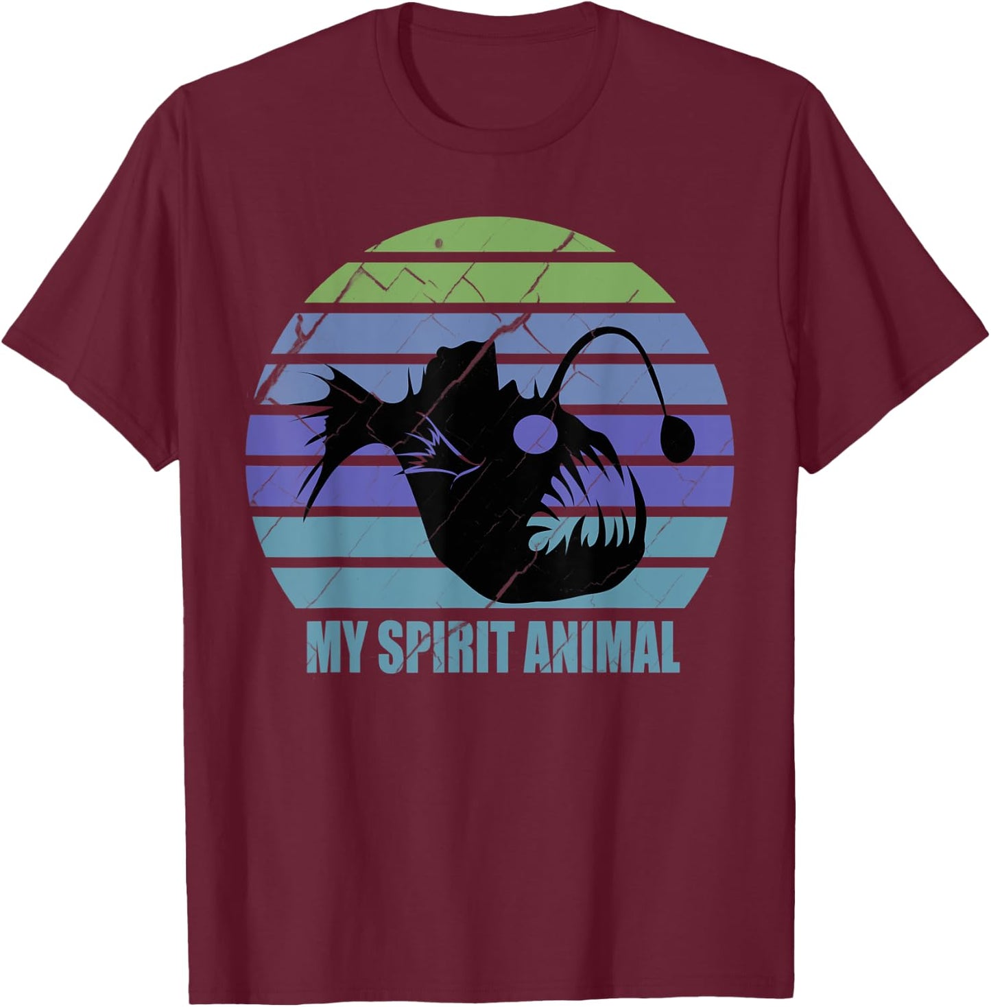 Funny Angler Fish My Spirit Animal Sarcastic Retro Vintage T-Shirt - T-Shirt | Maroon