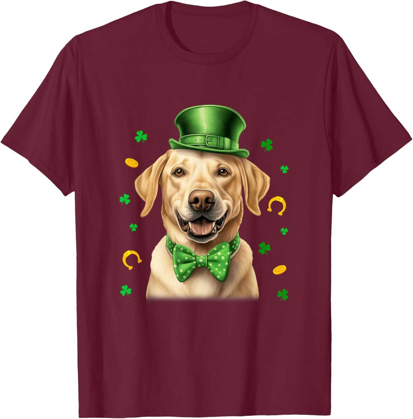 Labrador St Patricks Day Leprechaun Shamrock Irish T-Shirt - T-Shirt | Maroon