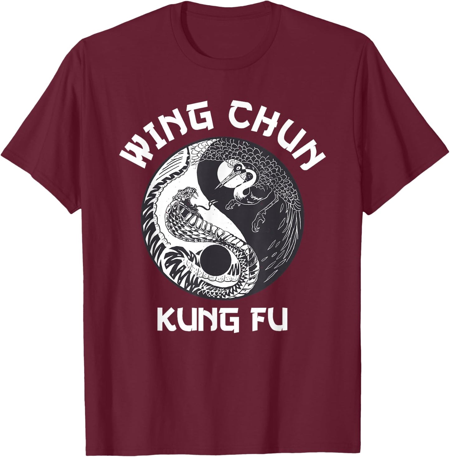 Wing Chun Yin Yang Snake Crane T-Shirt - T-Shirt | Maroon