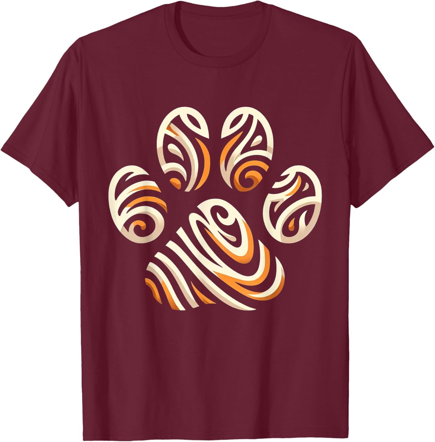 Cool Animal Tiger Print Paw T-Shirt - T-Shirt | Maroon