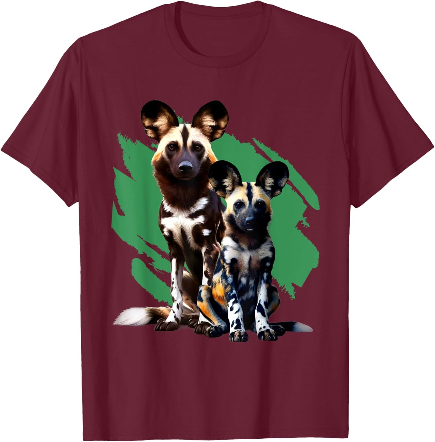 African Painted Wild Dogs Puppy Wild Dog Lovers Design T-Shirt - T-Shirt | Maroon