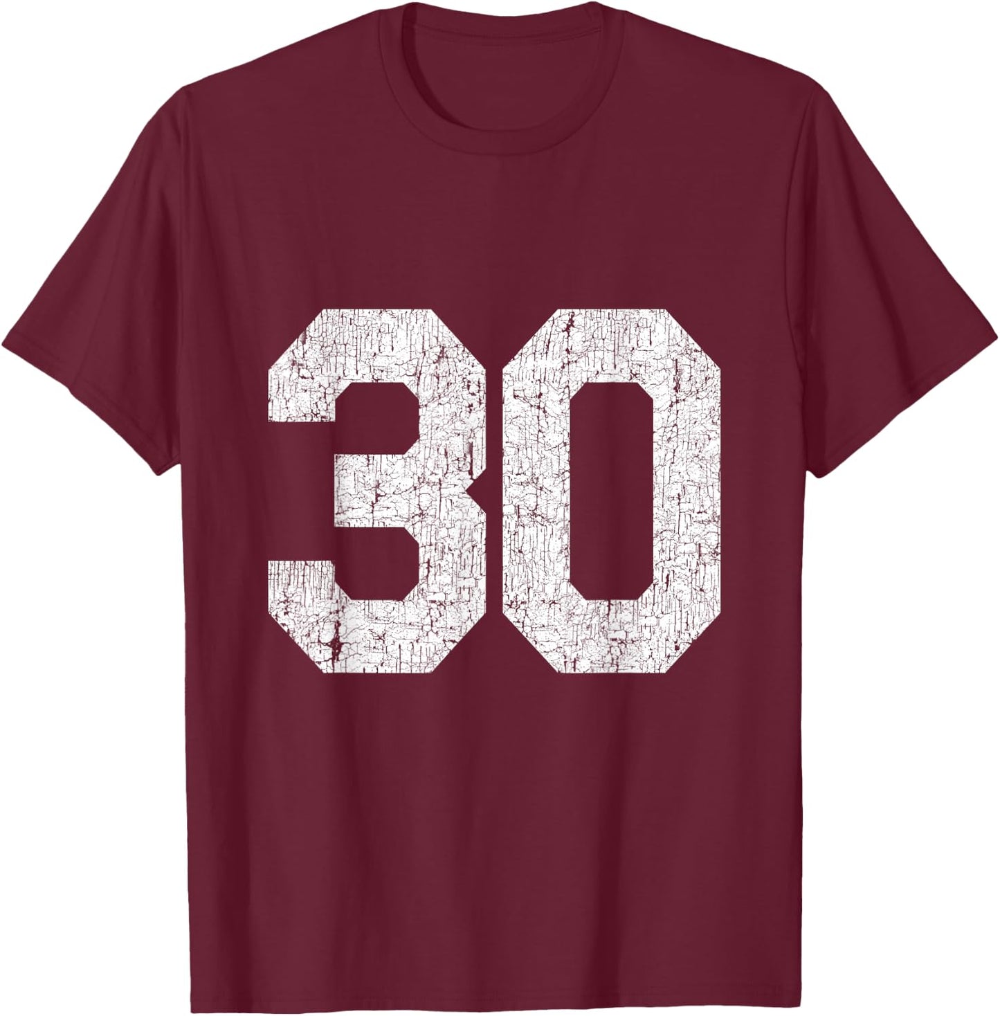 #30 Jersey Uniform Varsity Sports Number, 30th Birthday T-Shirt - T-Shirt | Maroon