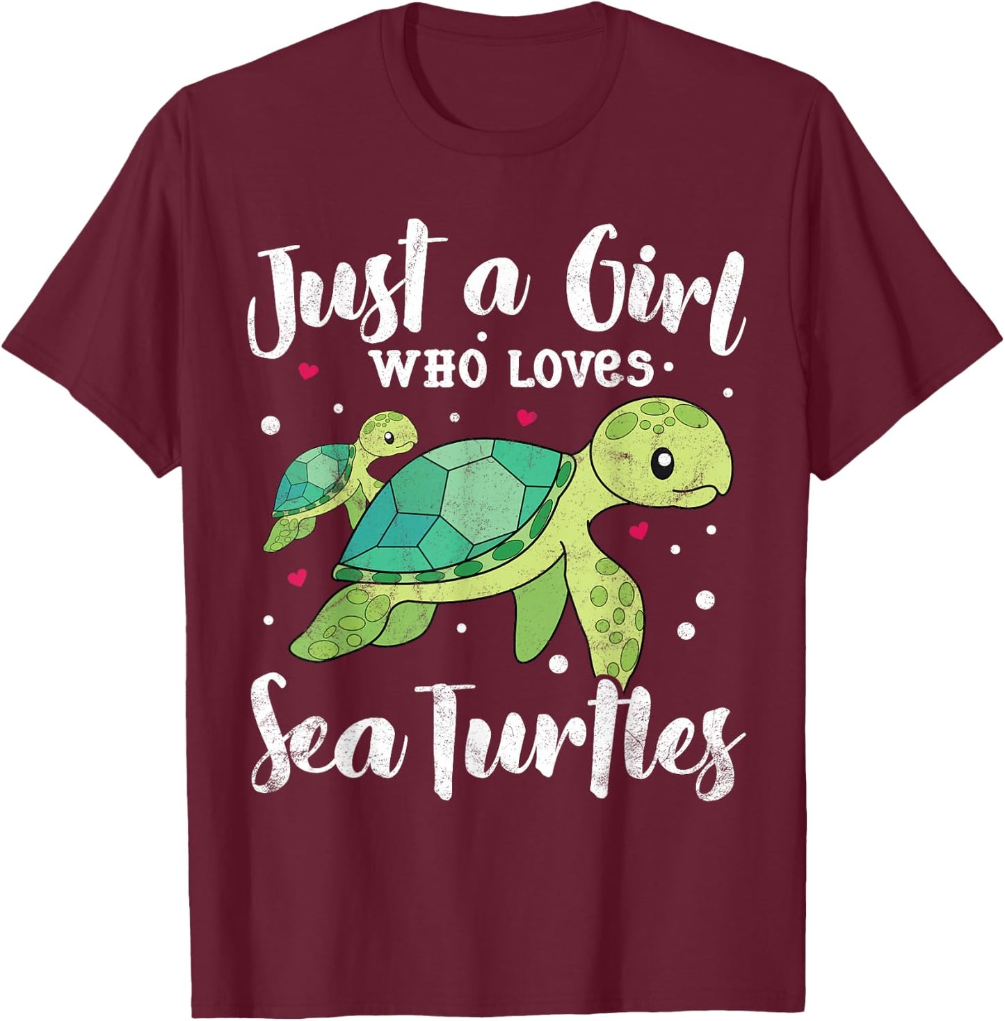 Just A Girl Who Loves Sea Turtle Women Gift Kids Mom Lover T-Shirt - T-Shirt | Maroon