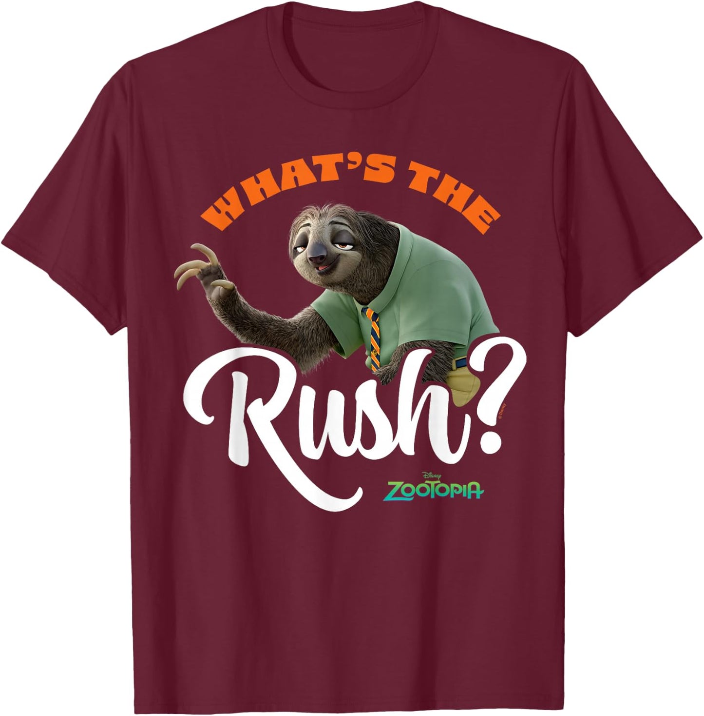 Zootopia - Flash Sloth What's The Rush T-Shirt - T-Shirt | Maroon