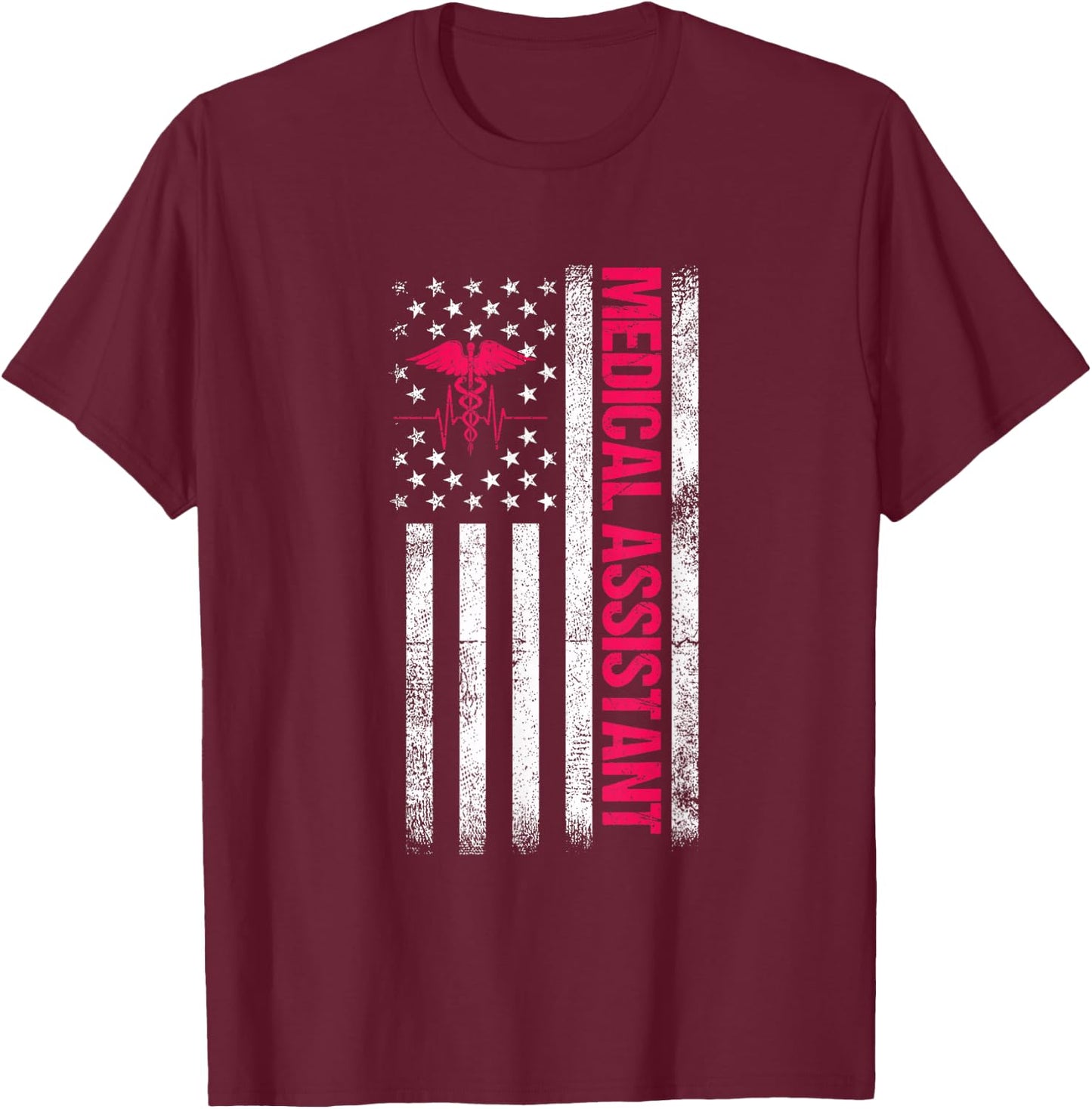Medical Assistant American Flag T-Shirt - T-Shirt | Maroon