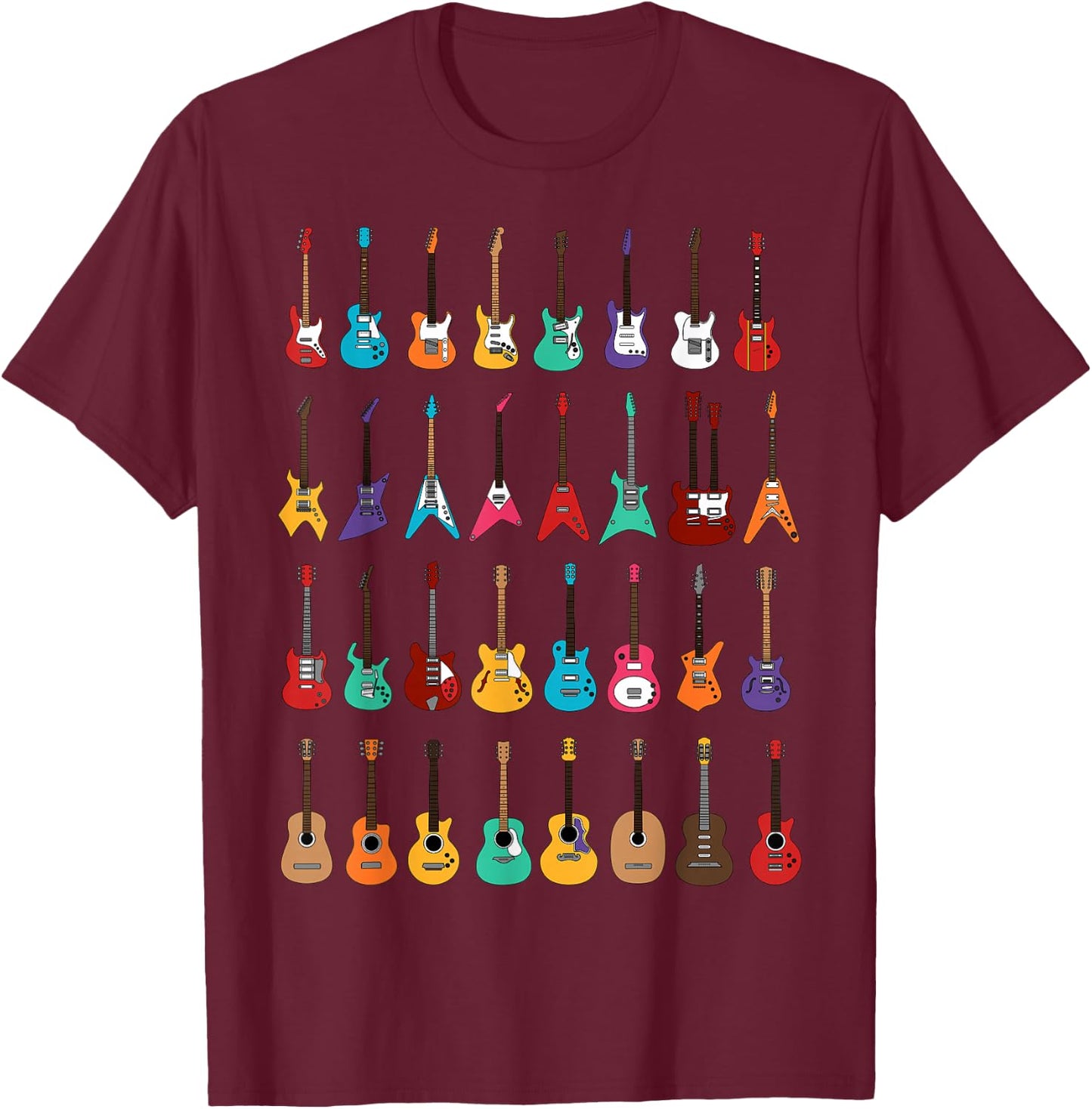 Funny Rock & Roll Guitars Cute Musical Instrument Gift Kids T-Shirt - T-Shirt | Maroon