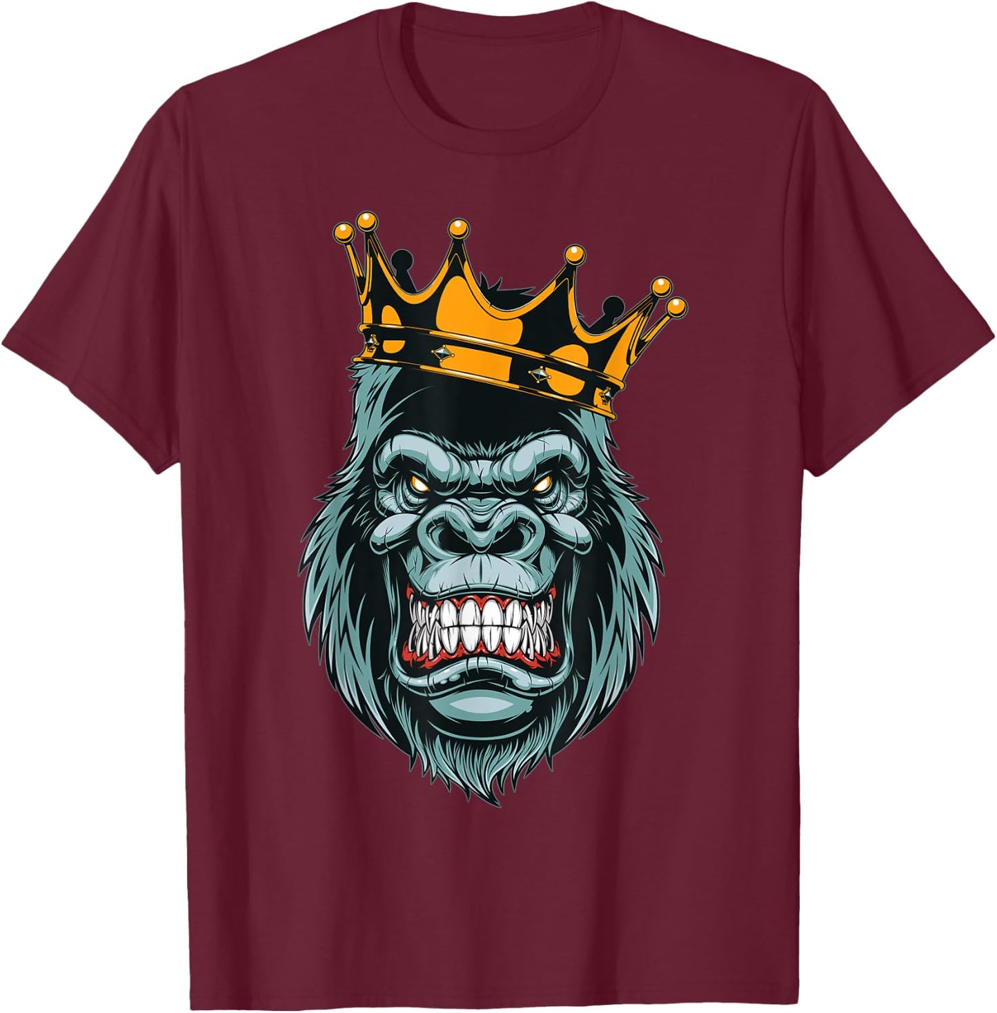 Wild Gorilla Graphic - Novelty & Cool Designs T-Shirt - T-Shirt | Maroon