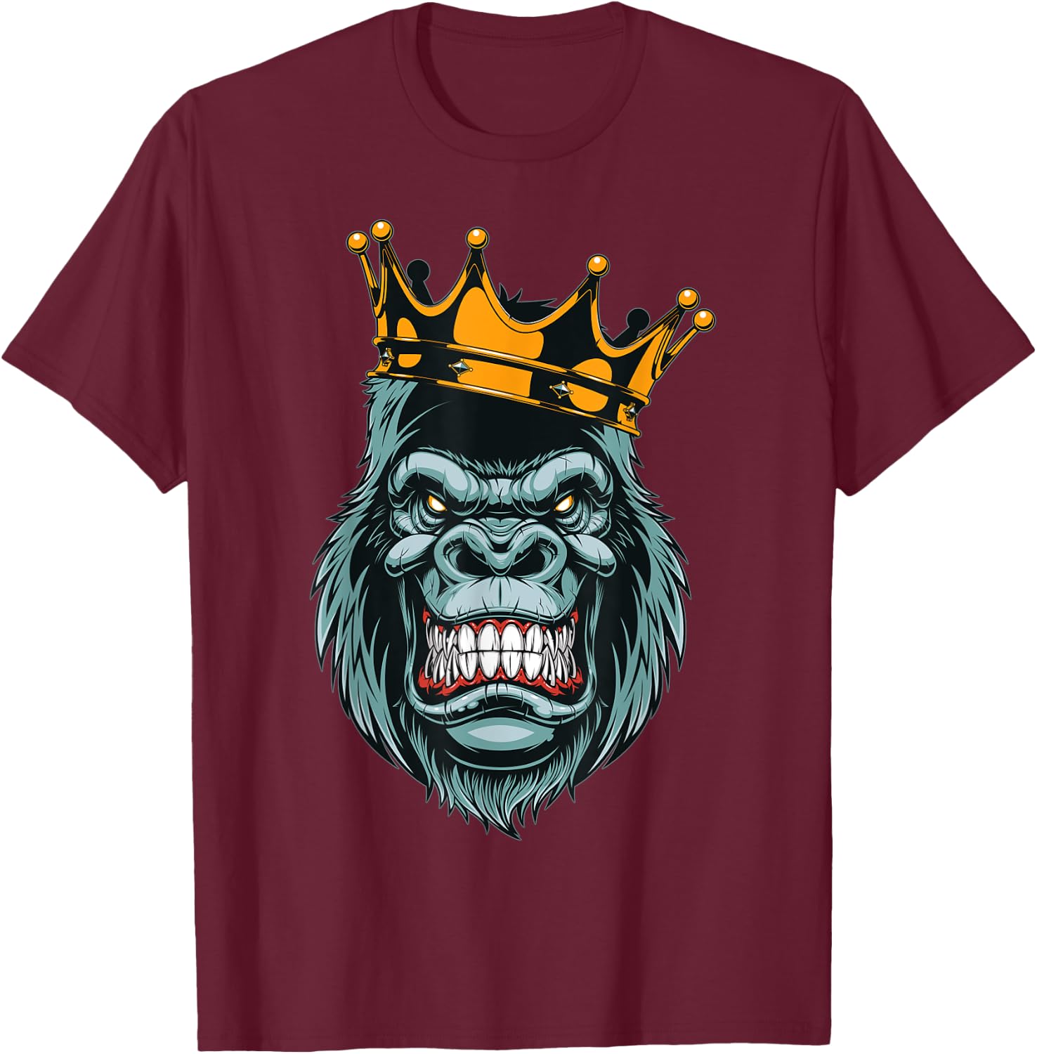 Wild Gorilla Graphic - Novelty & Cool Designs T-Shirt - T-Shirt | Maroon