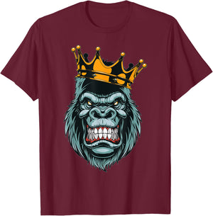 Wild Gorilla Graphic - Novelty & Cool Designs T-Shirt - T-Shirt | Maroon