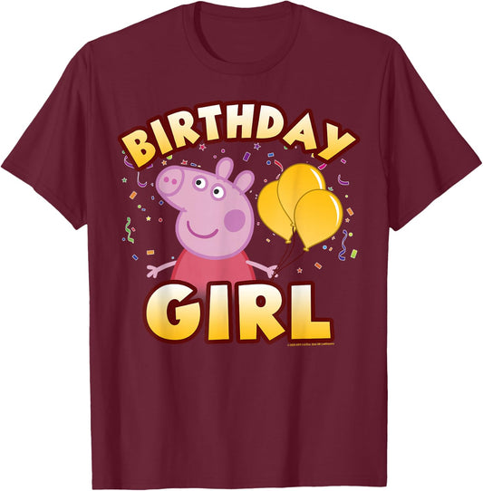 Peppa Pig Birthday Girl Confetti Celebration Small T-Shirt - T-Shirt | Maroon