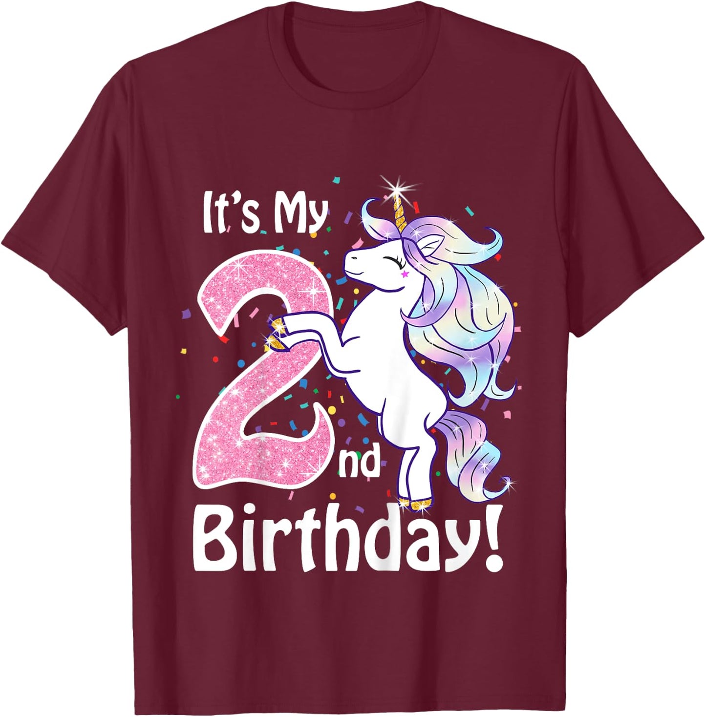 Its My 2nd Birthday Unicorn Outfits for toddler girls gift T-Shirt - T-Shirt | Maroon