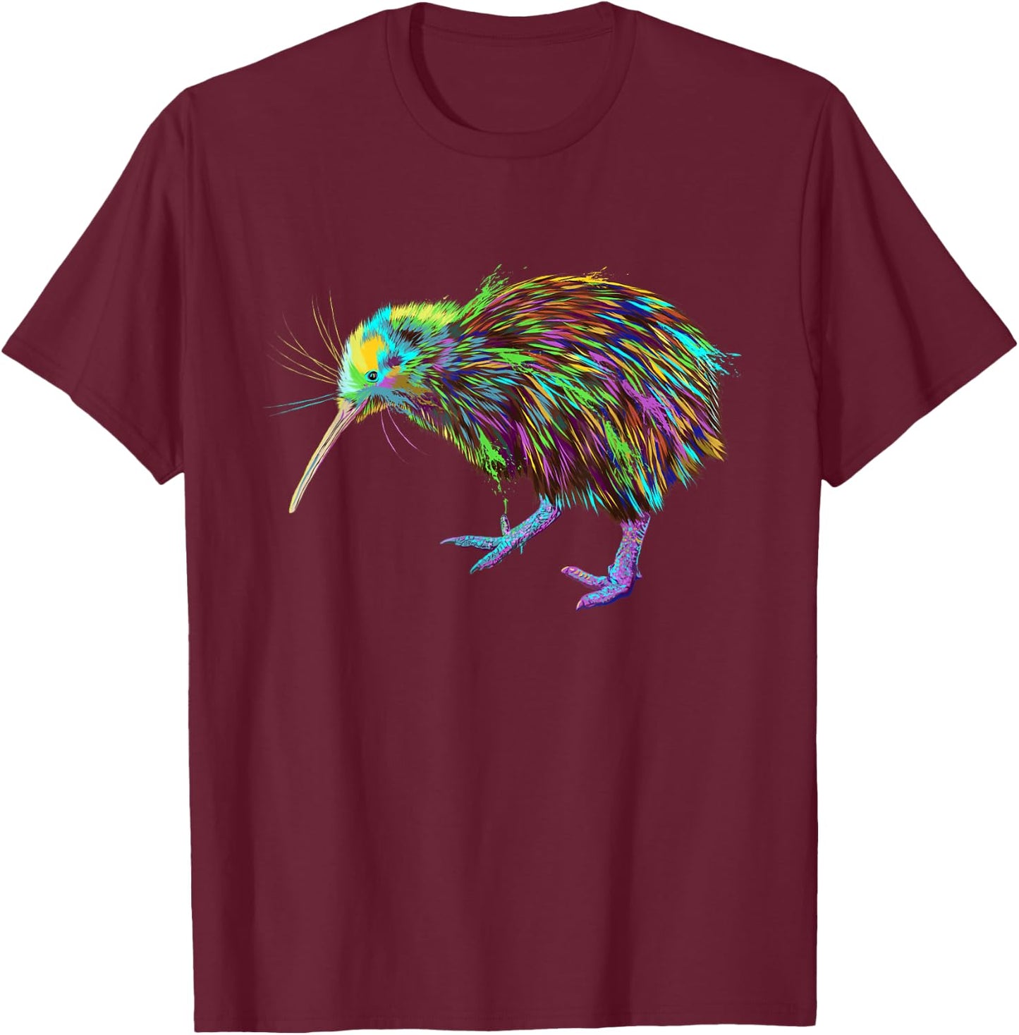 Colourful Kiwi Bird T-Shirt - T-Shirt | Maroon