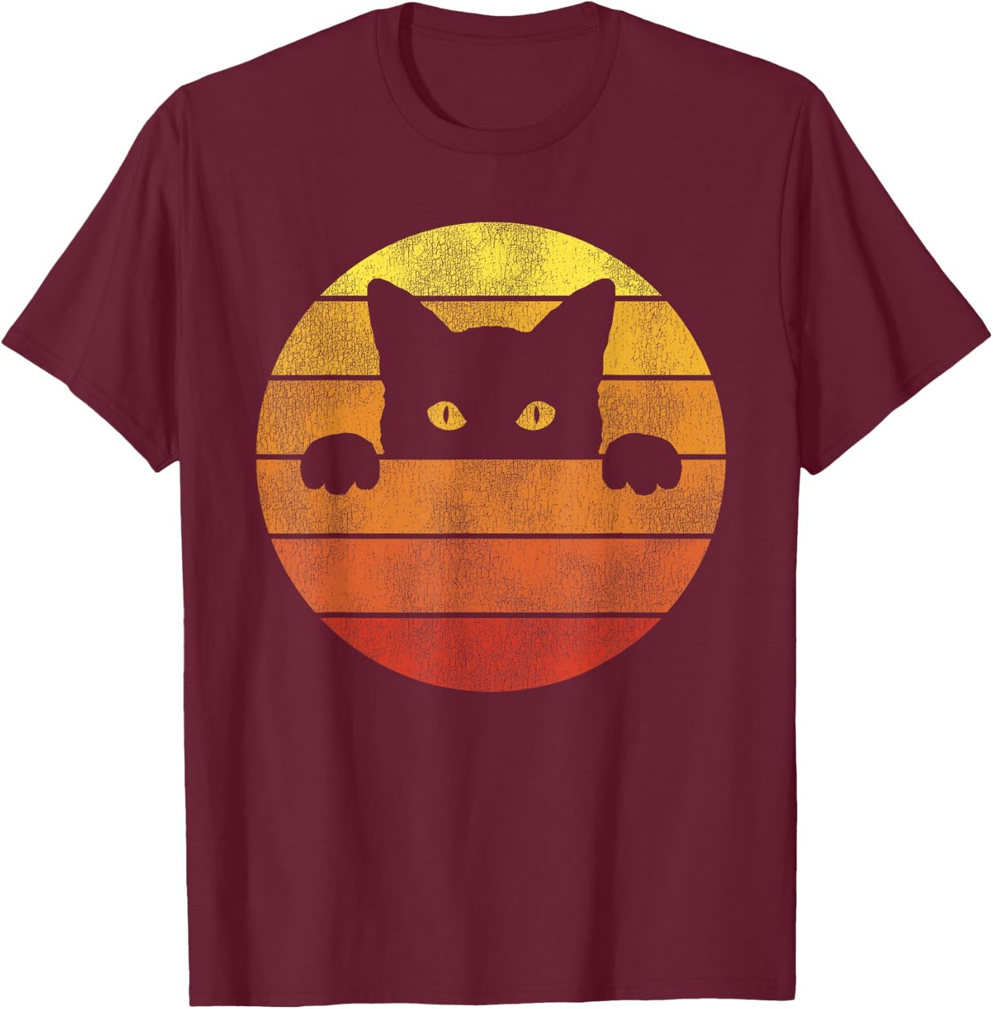 Retro Cat Shirt Vintage Funny Cat Men Women Girls Kids T-Shirt - T-Shirt | Maroon