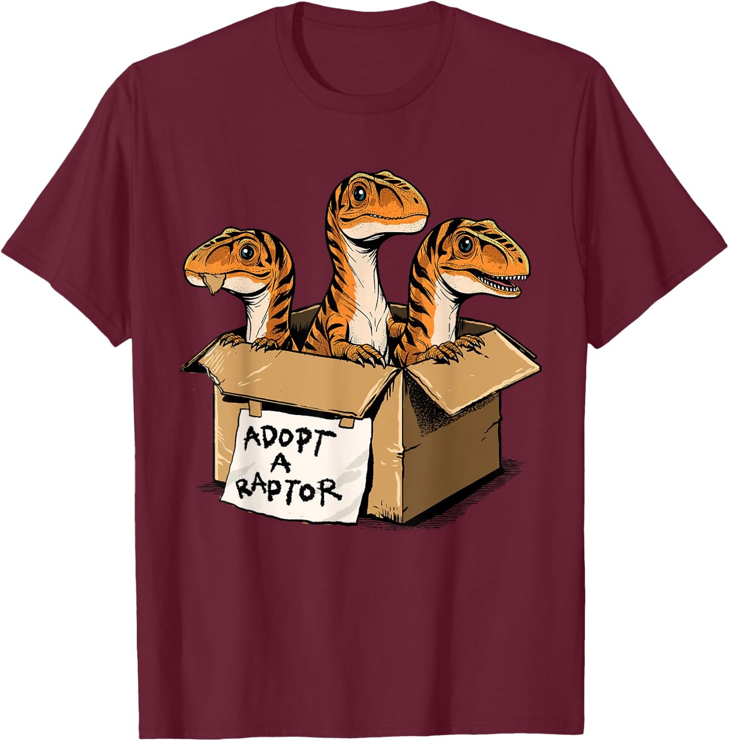 Raptor Shirt Adopt A Raptor Box Funny Dinosaur Adoption T-Shirt - T-Shirt | Maroon