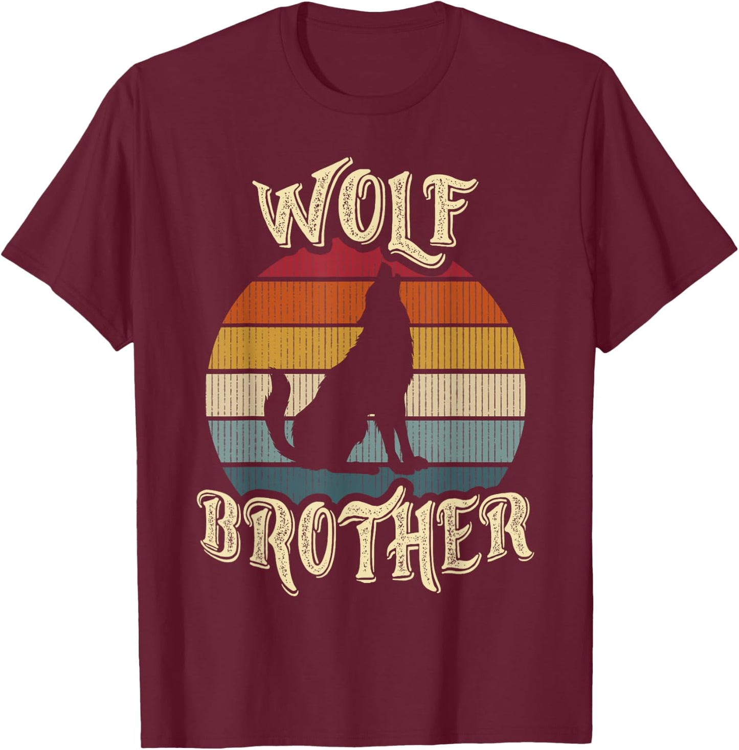 Wolf Brother Wolves Lover Vintage Funny Cute Pet T-Shirt - T-Shirt | Maroon