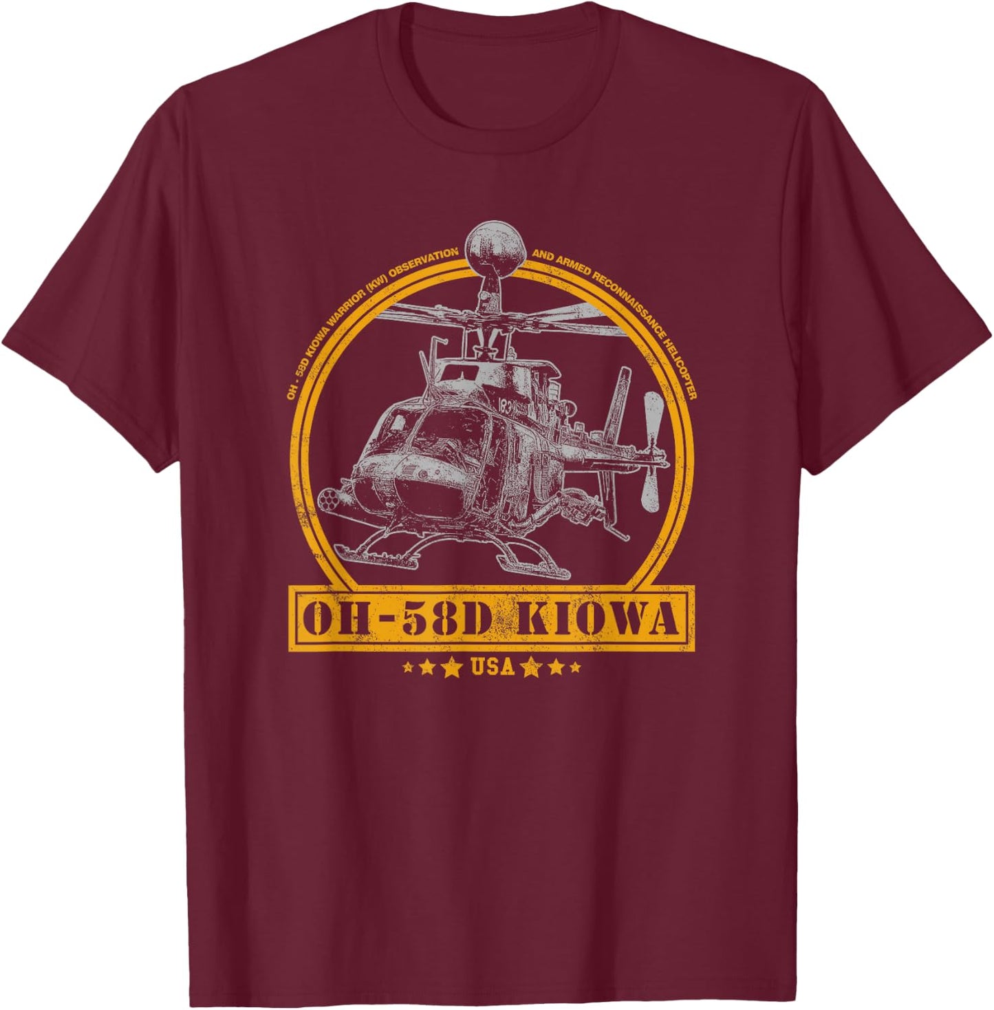OH-58D Kiowa Warrior Helicopter T-Shirt - T-Shirt | Maroon