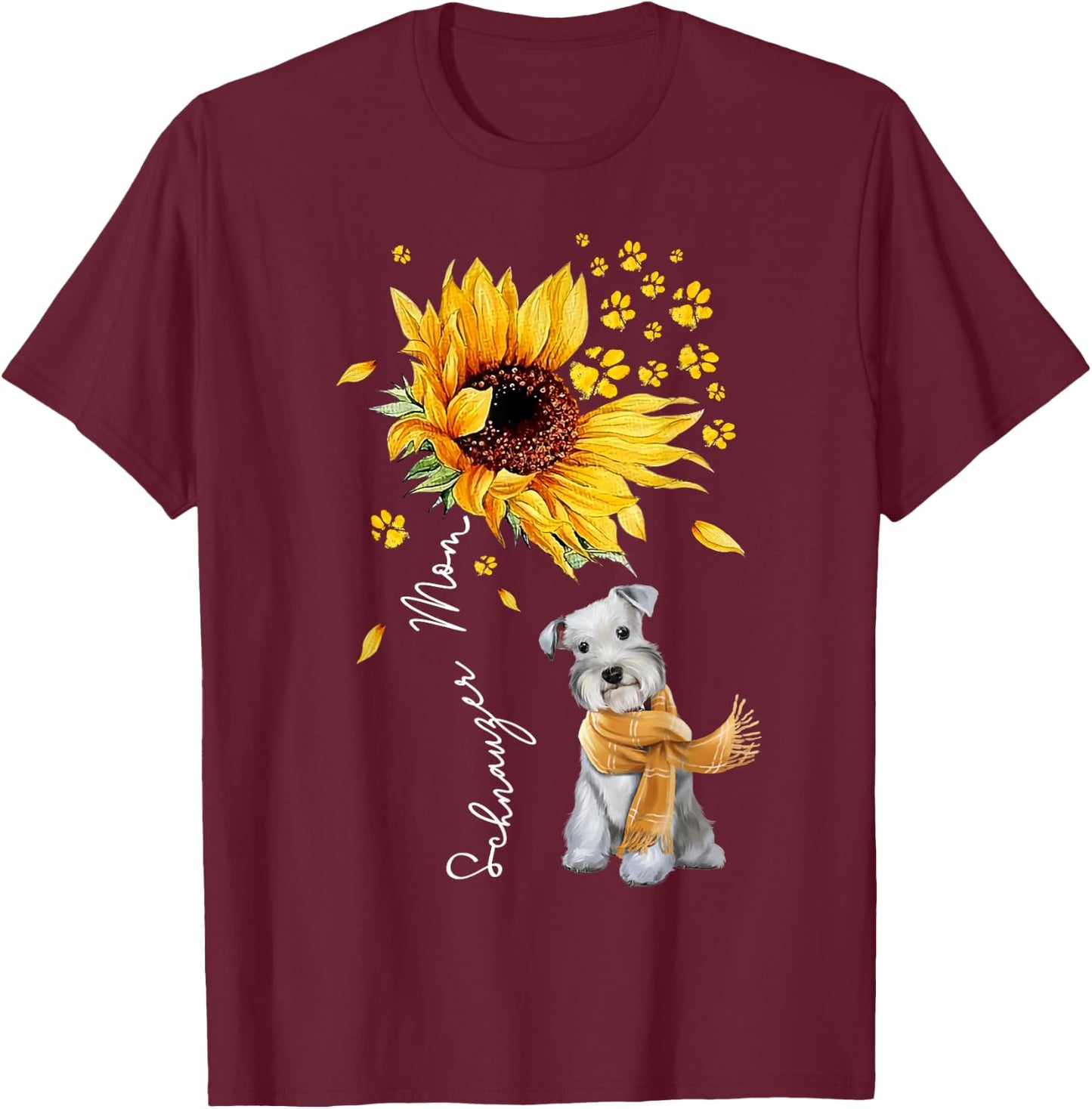 Sunflower Schnauzer Mom Dog Lover Gifts T-Shirt - T-Shirt | Maroon