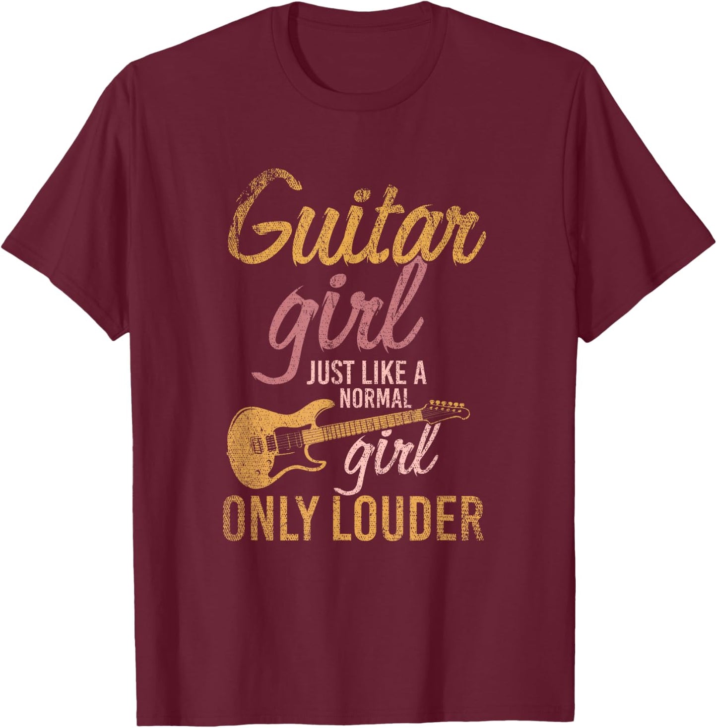 Girl's Gift Guitarist Music Guitar T-Shirt - T-Shirt | Maroon