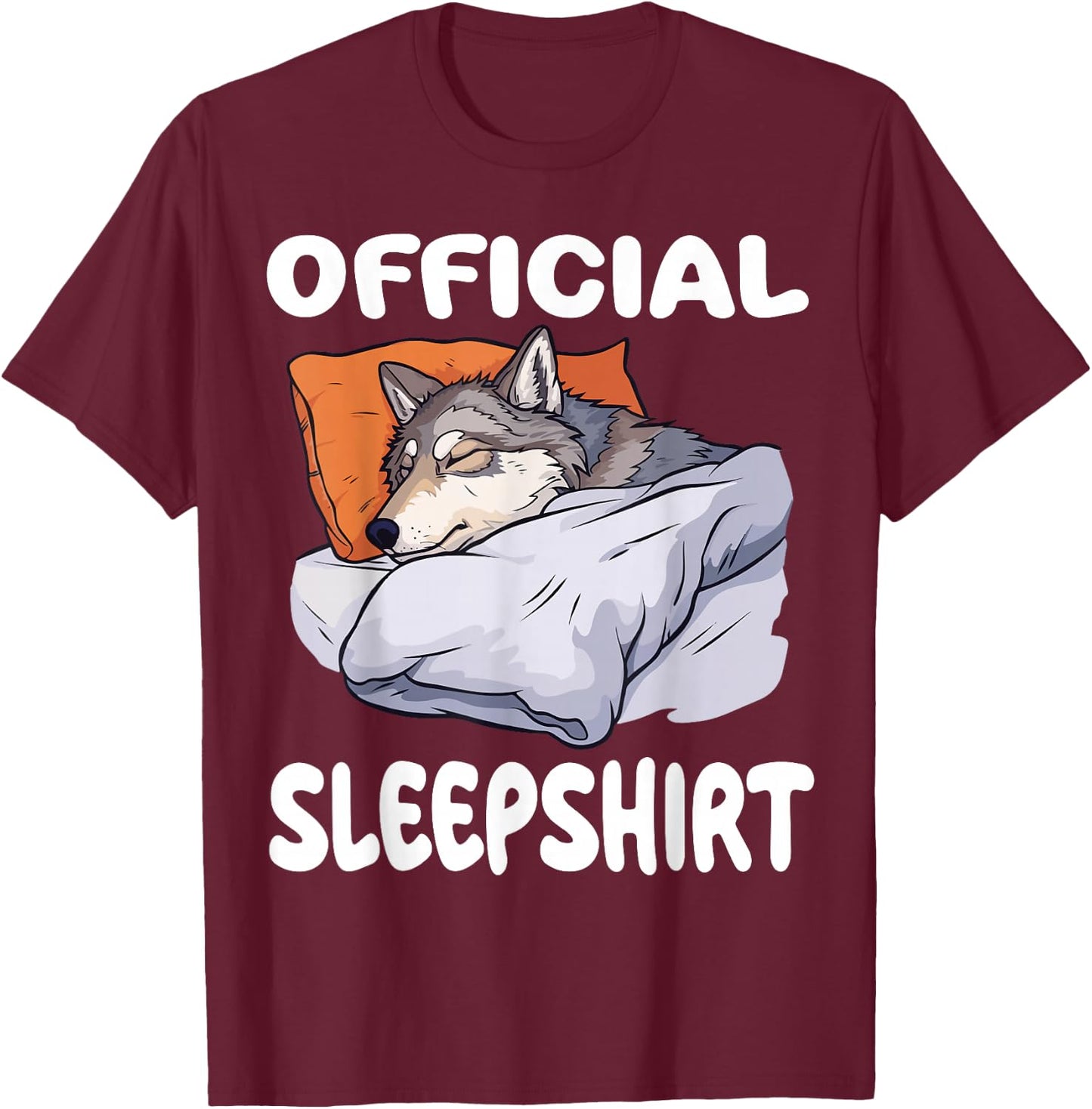 Wolf Official Sleepshirt Pajamas Nightgown T-Shirt - T-Shirt | Maroon