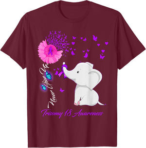 Elephant Trisomy 18 Awareness - Trisomy 18 Ribbon Gifts T-Shirt - T-Shirt | Maroon