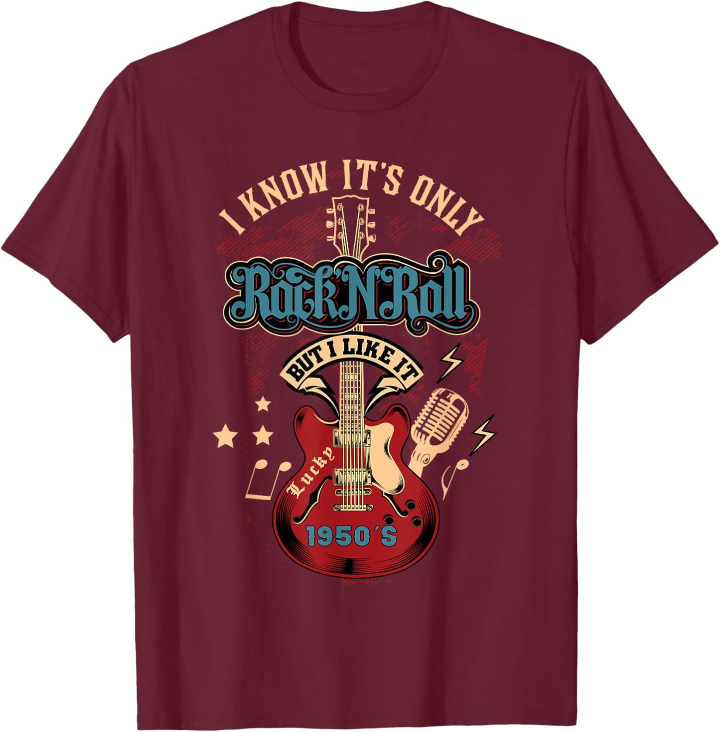 50s Rockabilly Clothing 1950s Sock Hop Rock N Roll Rocker T-Shirt - T-Shirt | Maroon