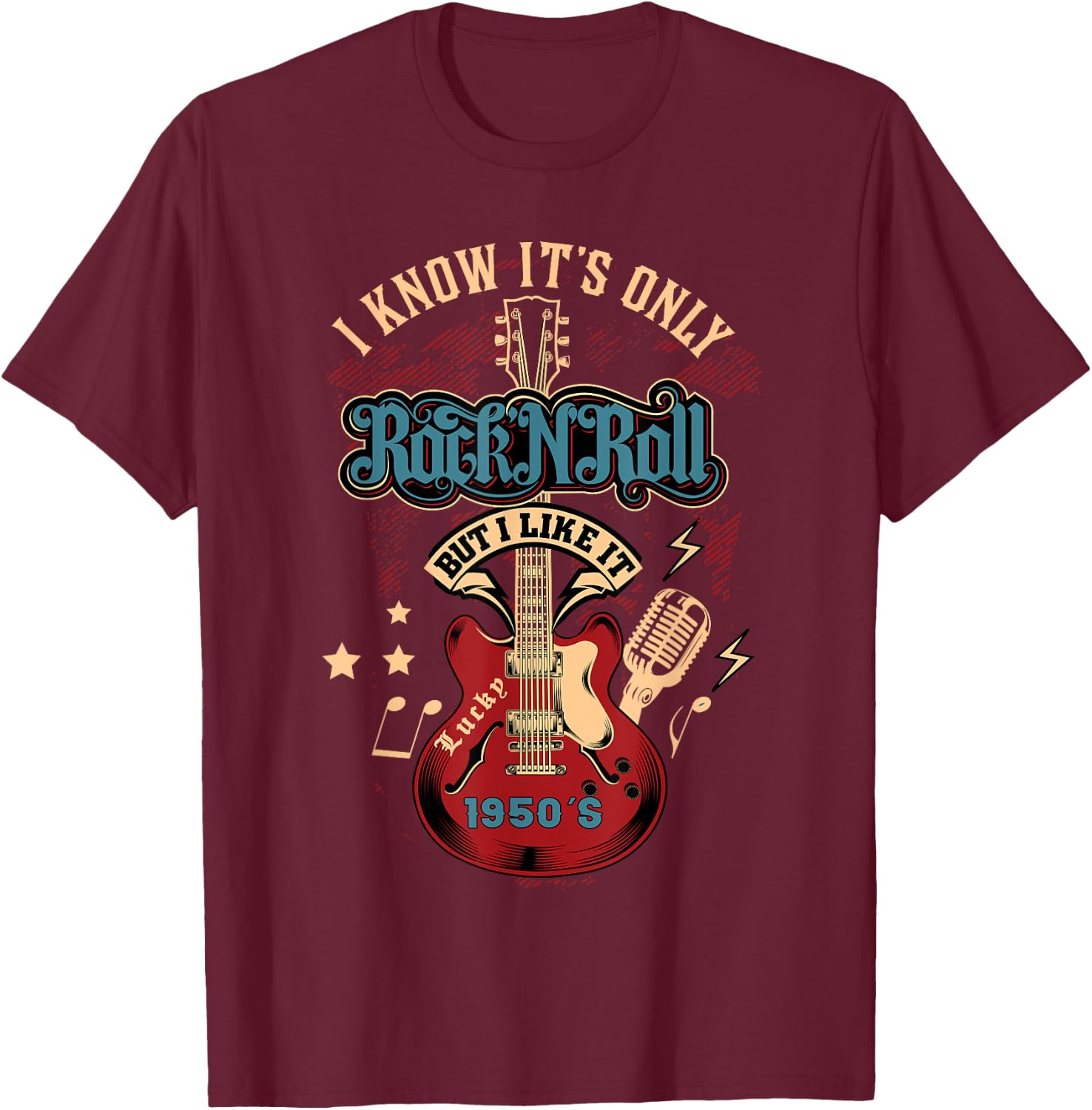 50s Rockabilly Clothing 1950s Sock Hop Rock N Roll Rocker T-Shirt - T-Shirt | Maroon