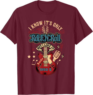 50s Rockabilly Clothing 1950s Sock Hop Rock N Roll Rocker T-Shirt - T-Shirt | Maroon