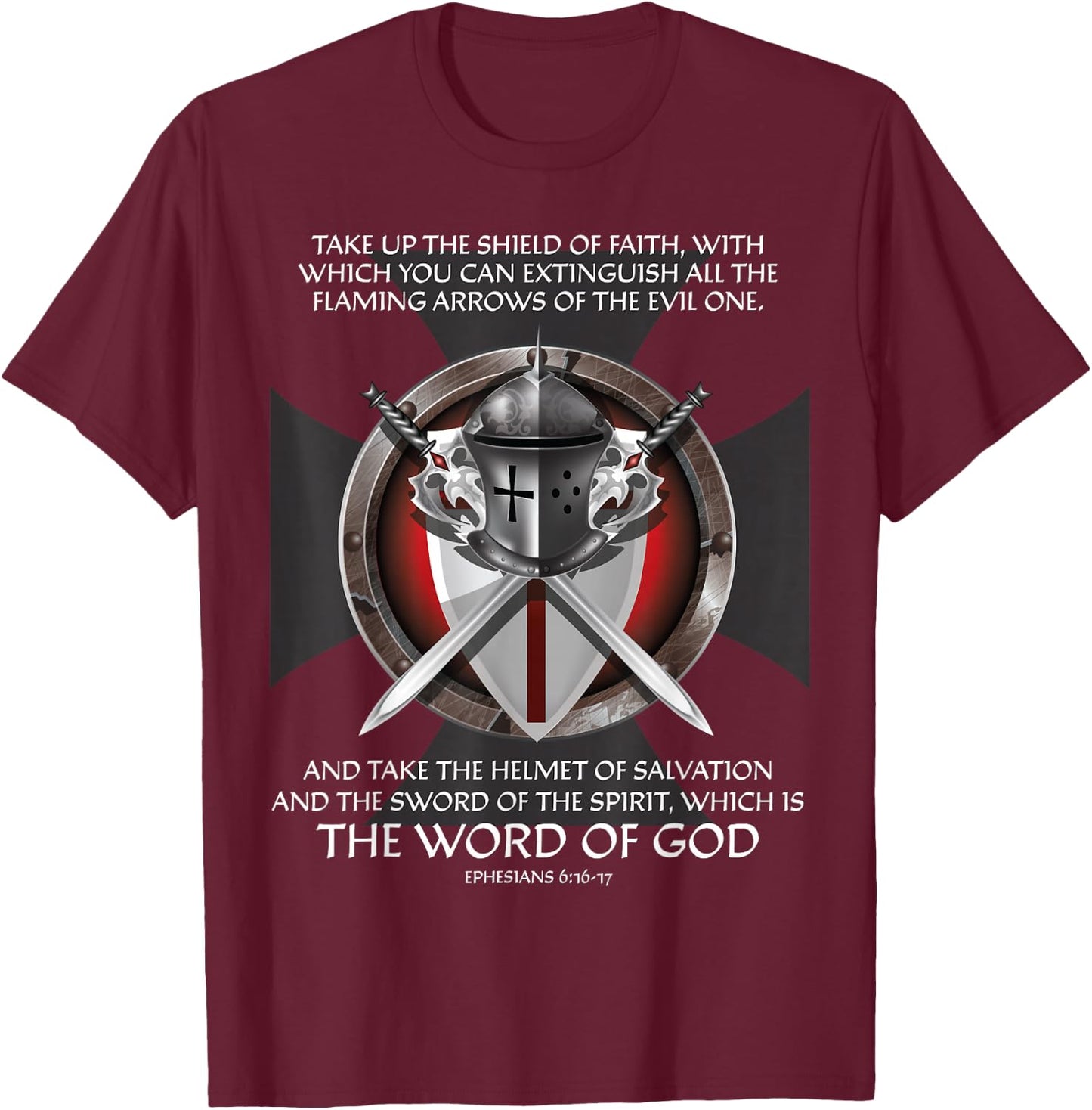 Armor of God Christian Bible Verse Religious Faith Graphic T-Shirt - T-Shirt | Maroon