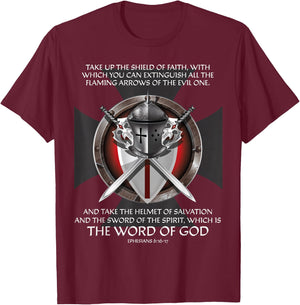 Armor of God Christian Bible Verse Religious Faith Graphic T-Shirt - T-Shirt | Maroon