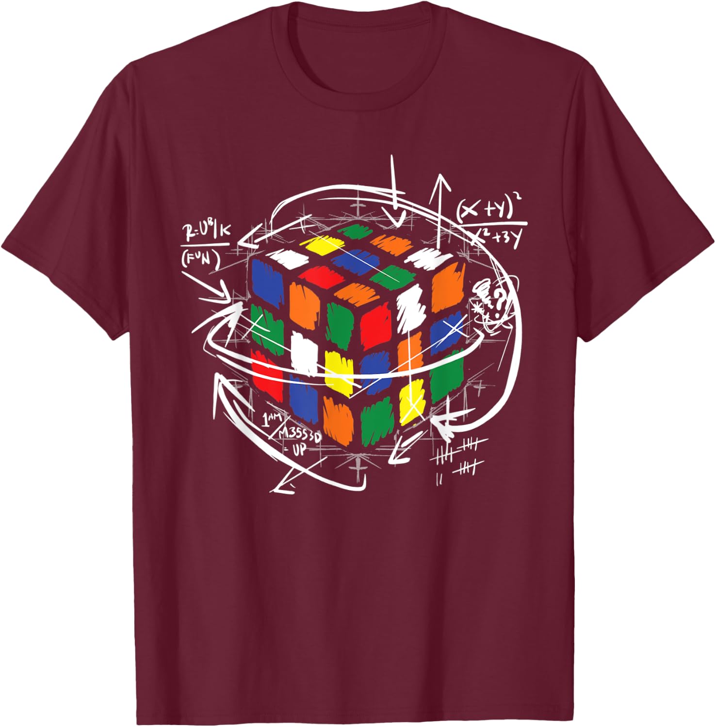 Math Puzzle Cube T-Shirt - T-Shirt | Maroon