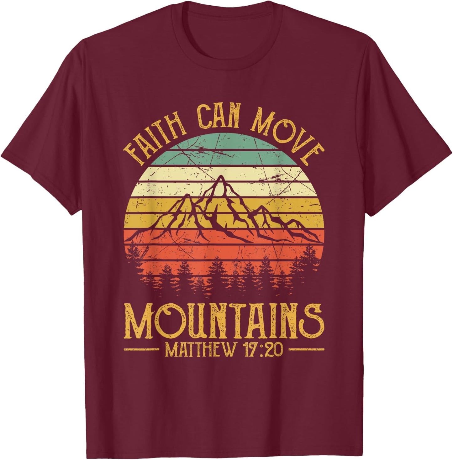 Faith Can Move Mountains Kids Christian T-Shirt - T-Shirt | Maroon