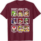 Super Mario Group Shot Most Likely To Grid T-Shirt - T-Shirt | Maroon