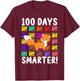 Zoo Animal Cute Fox Student Kids Gift 100 Days Of School T-Shirt - T-Shirt | Maroon