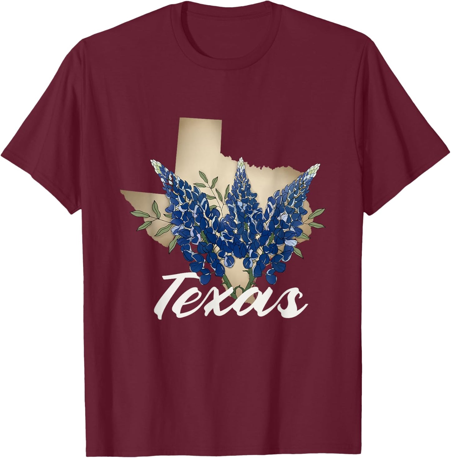 Texas Bluebonnet Pride with Spring Wildflowers T-Shirt - T-Shirt | Maroon