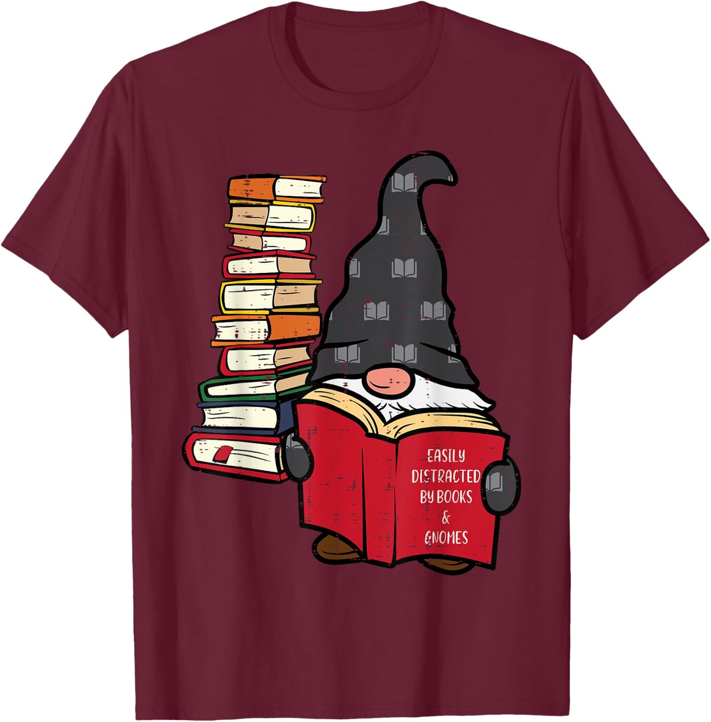 Gnome Read Reading Book Librarian Across America Women Kids T-Shirt - T-Shirt | Maroon
