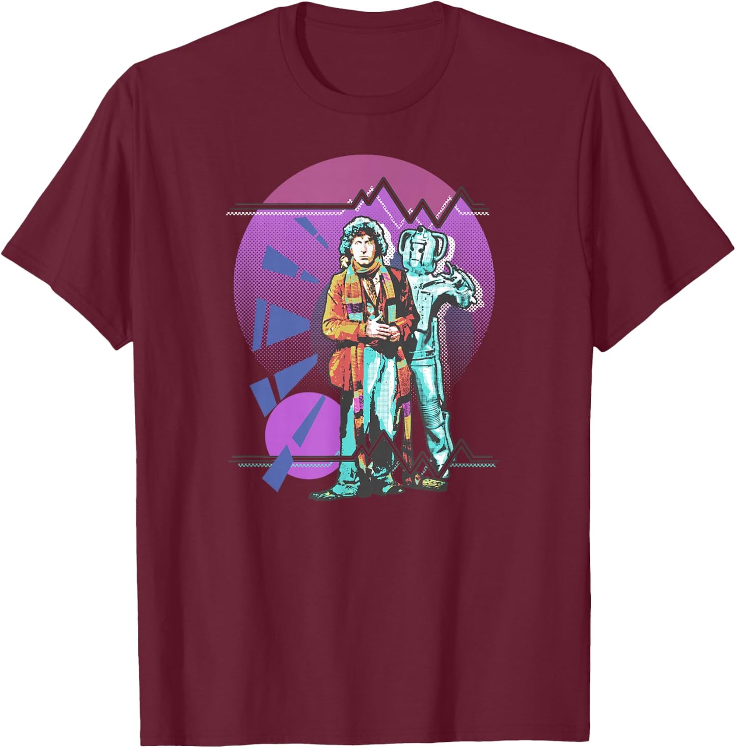 Pop Art 4th Doctor Baker Cosmic Time Travel Fan T-Shirt - T-Shirt | Maroon