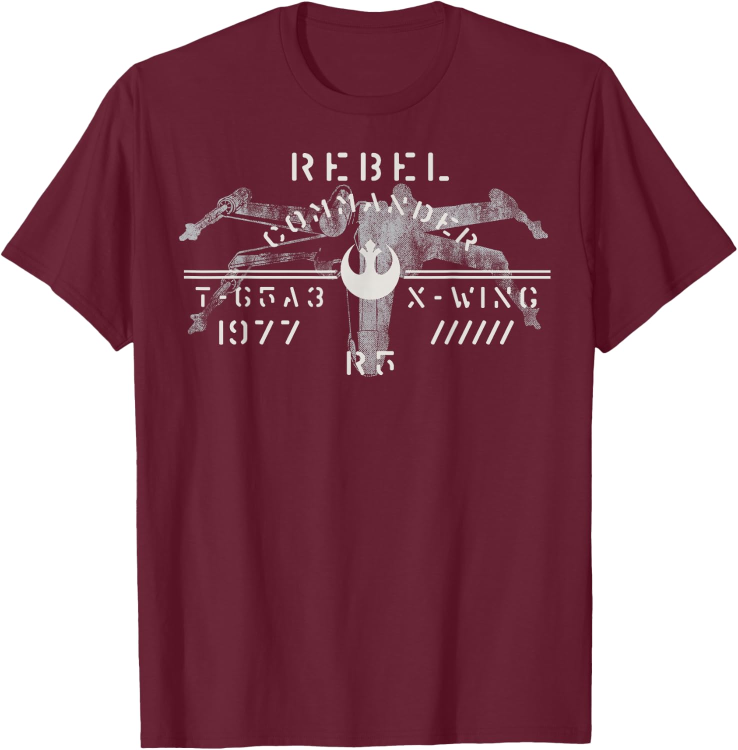 Star Wars Rebel 1977 X-Wing Stencil T-Shirt - T-Shirt | Maroon