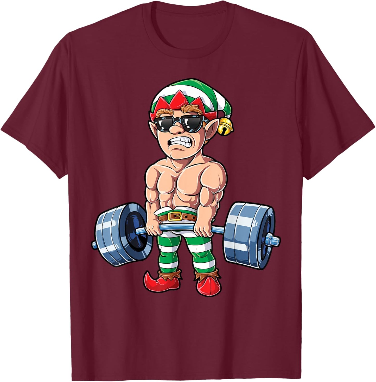 Eleven Weightlifting Christmas Fitness Gym Deadlift Xmas Men T-Shirt - T-Shirt | Maroon