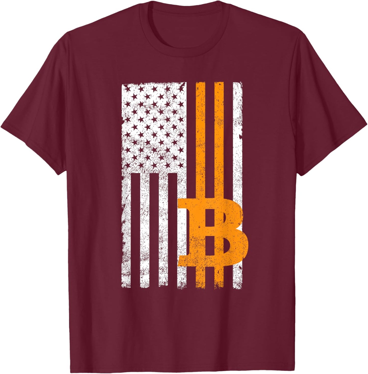 Vintage Bitcoin BTC USA Flag Crypto Currency Traders Bitcoin Men T-Shirt - T-Shirt | Maroon