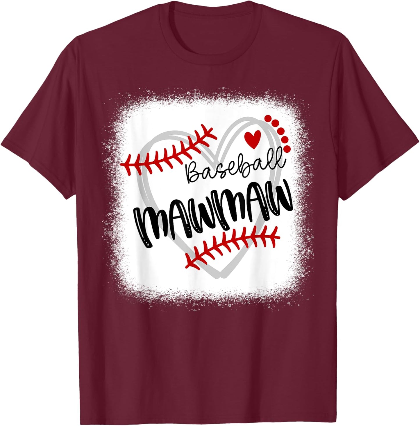 Personalized Baseball Heart Cute Mawmaw Women Baseball T-Shirt - T-Shirt | Maroon