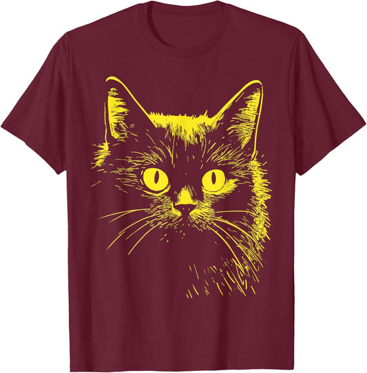 Cat Illustration Men Women Kids T-Shirt - T-Shirt | Maroon