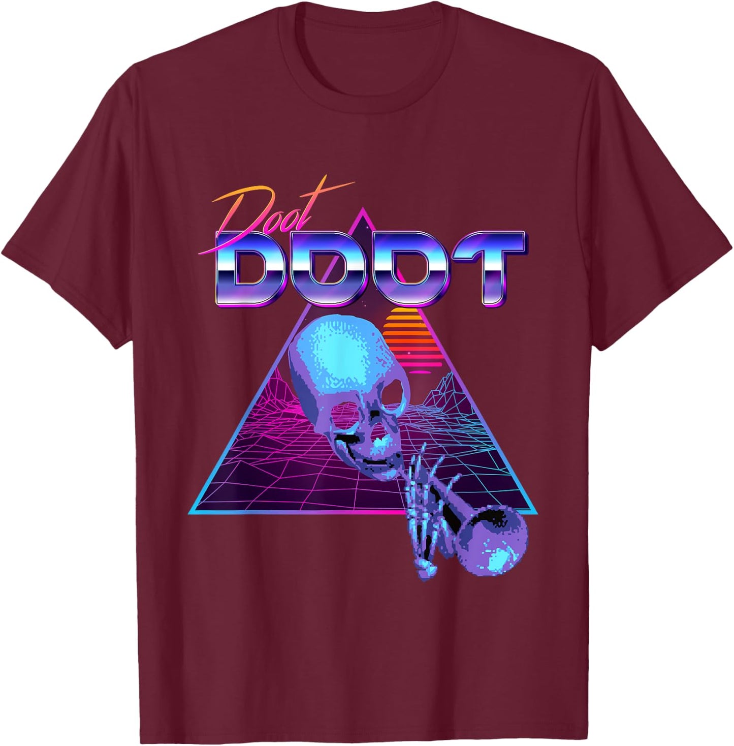 Doot Doot Mr Skeltal Synthwave Streetwear T-Shirt - T-Shirt | Maroon