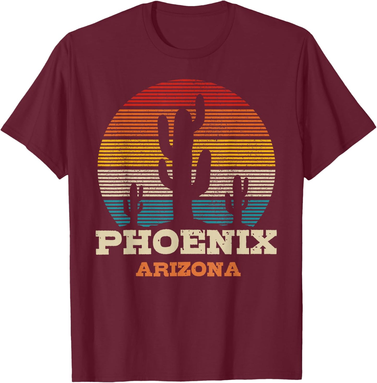 Phoenix Arizona Cactus Vintage Souvenir T-Shirt - T-Shirt | Maroon