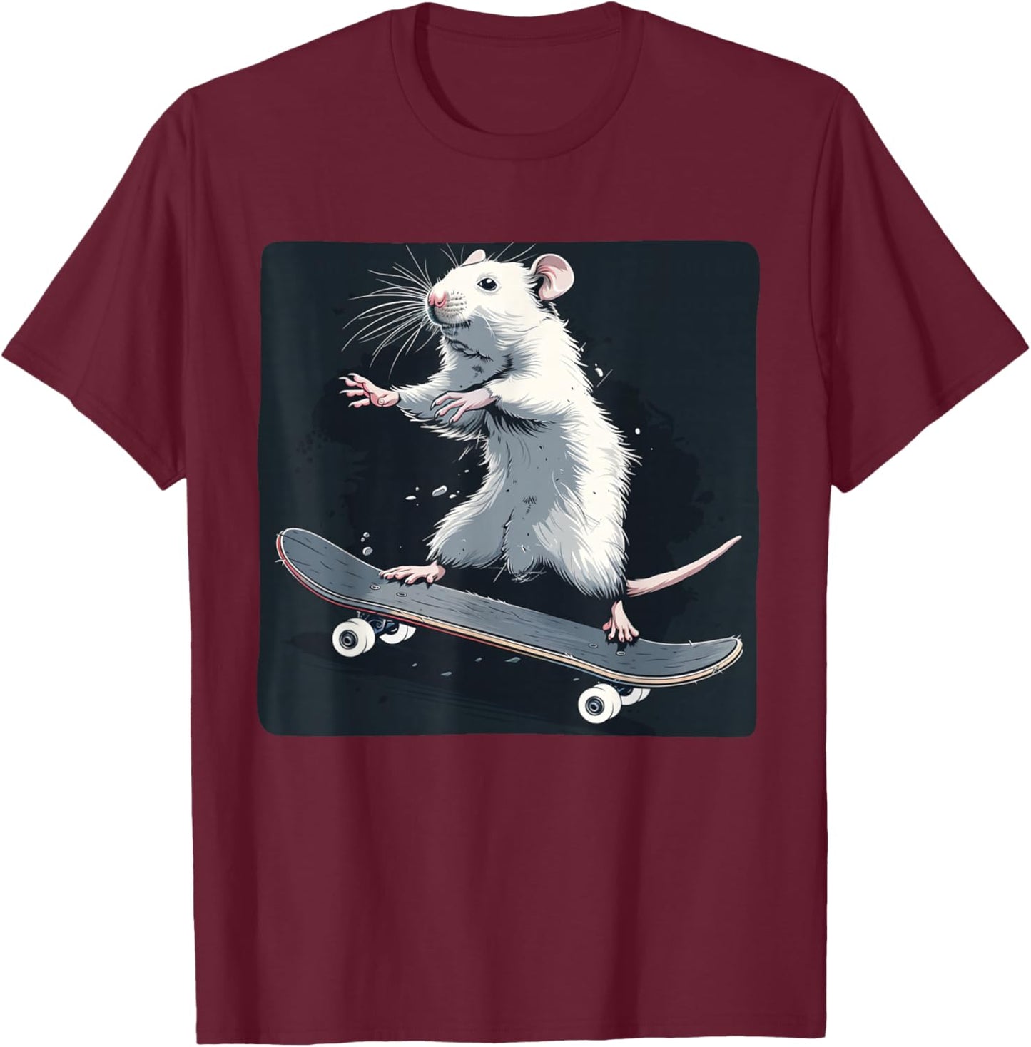 Pretty Skateboarding Rat Costume for Mouse and Rats Lovers T-Shirt - T-Shirt | Maroon