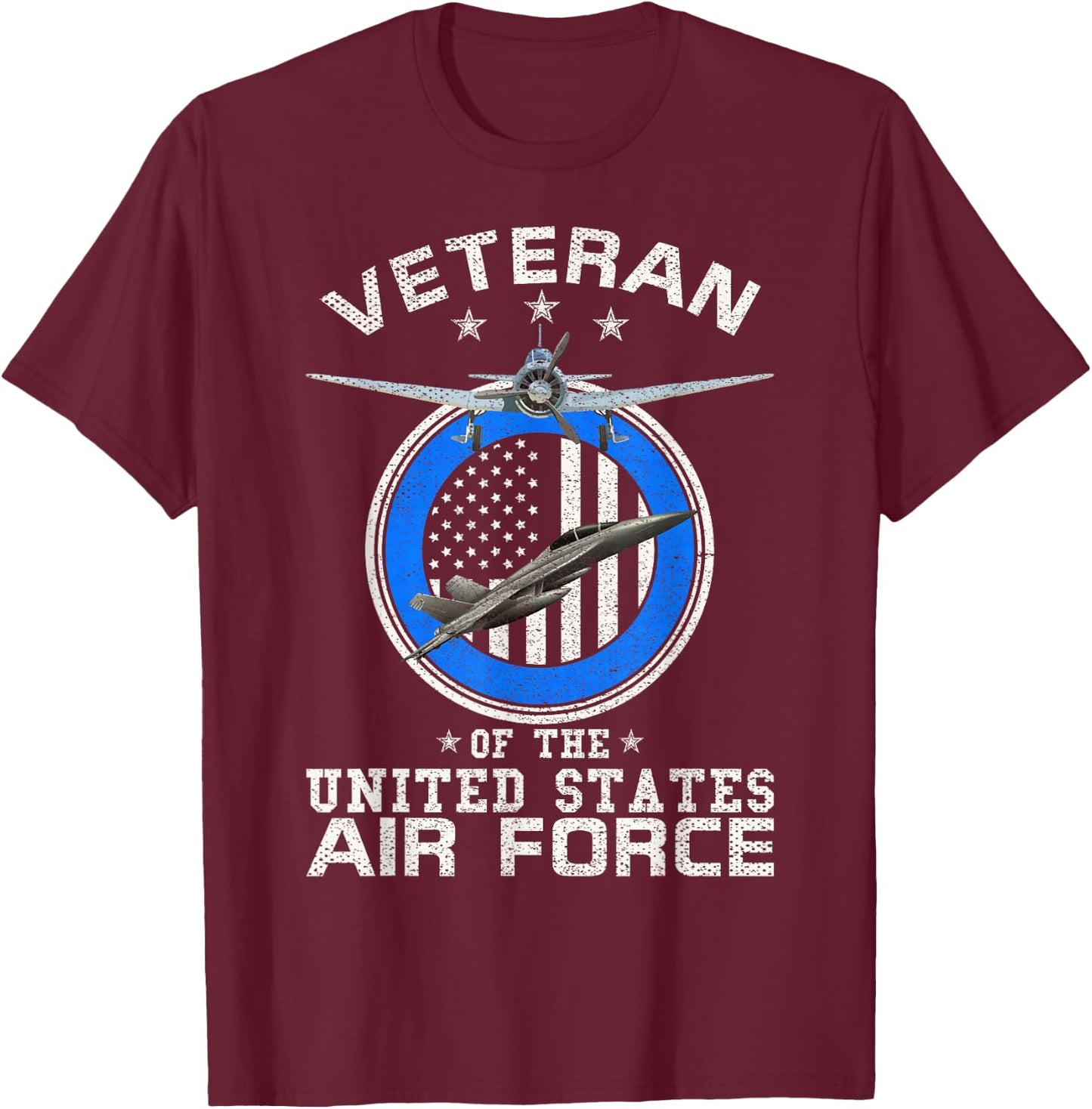 Vintage Veteran Of The United States Air Force U.S Military T-Shirt - T-Shirt | Maroon