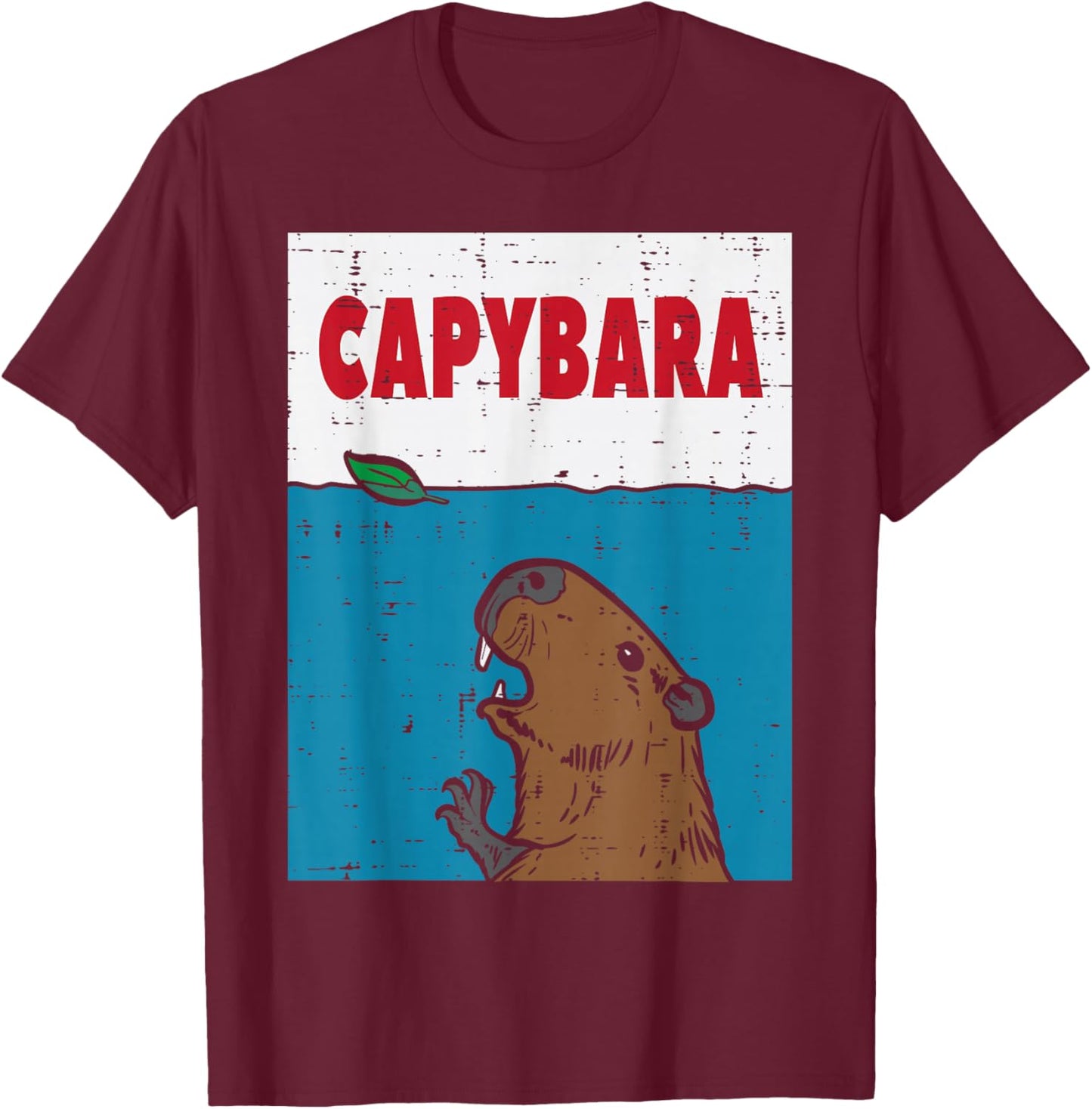 Capybara Jaws Funny Capy Rodent Parody Men Women Kids Youth T-Shirt - T-Shirt | Maroon
