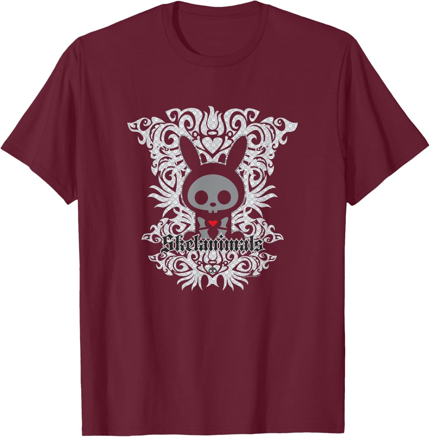 Skelanimals Jack Rabbit Vintage Floral Tribal Overlay Logo T-Shirt - T-Shirt | Maroon