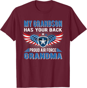 My Grandson Has Your Back Proud Air Force Grandma Military T-Shirt - T-Shirt | Maroon