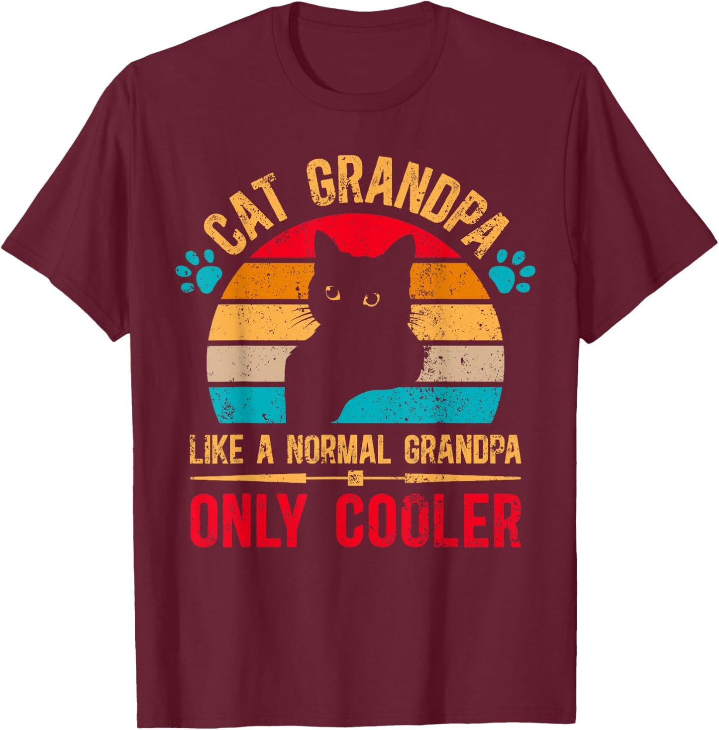 Cat Grandpa Cooler Cat Lover Grandpa Cat Grandfather T-Shirt - T-Shirt | Maroon