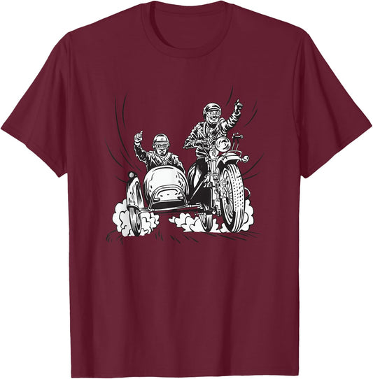 Motorcycle Tension Side Car Fans Motorcycle Rider T-Shirt - T-Shirt | Maroon